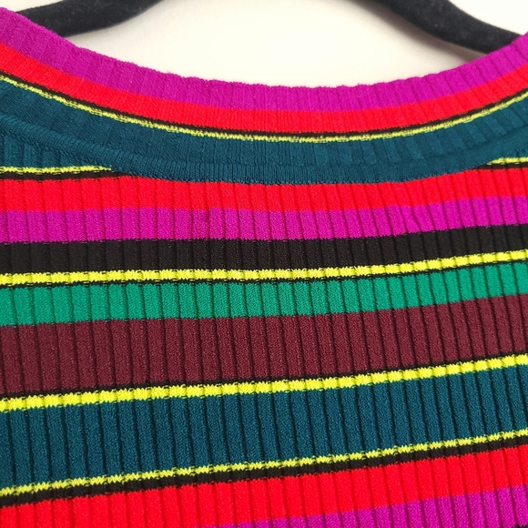 Milly Stripe Puff Sleeve Rib Knit Pullover Candycane Holiday Sweater Top - Picture 9 of 13